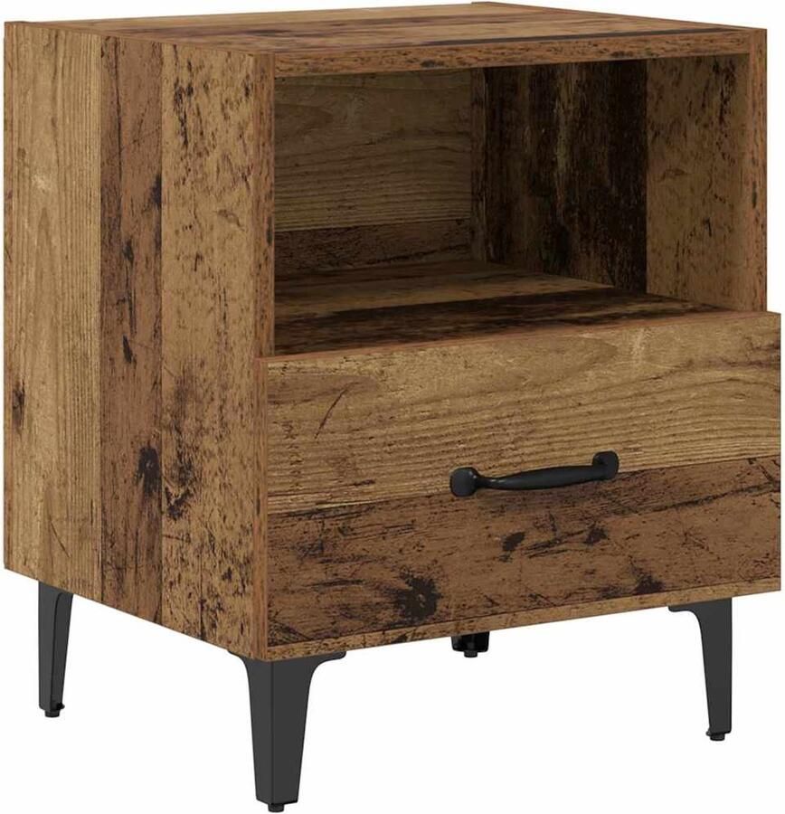 VidaXL Nachtkastje met lade Oud hout 40 x 35 x 47.5 cm Bewerkt hout