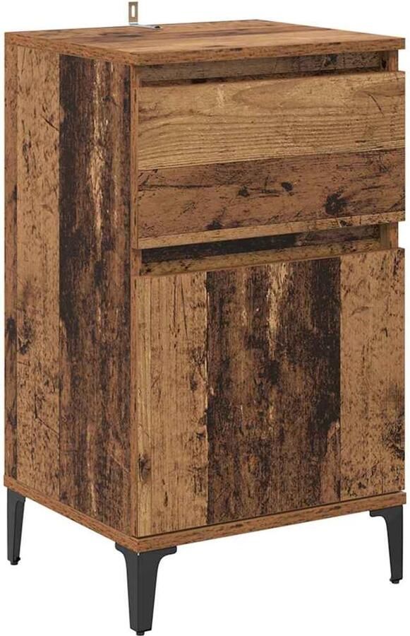 VidaXL Nachtkastje met lade Oud hout 40 x 35 x 70 cm Bewerkt hout