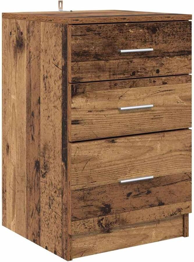 VidaXL Nachtkastje met lade Oud hout 40 x 40 x 63 cm Bewerkt hout