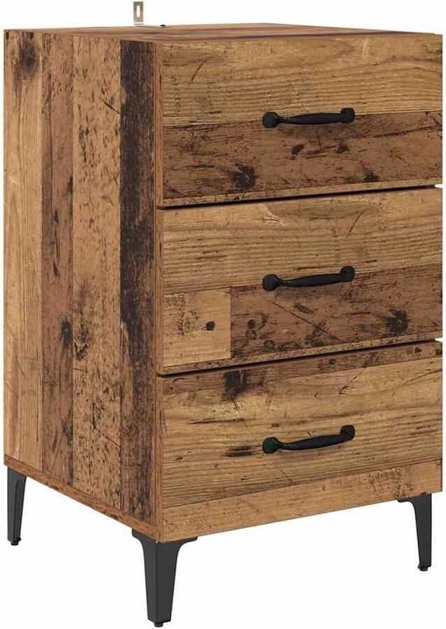 VidaXL Nachtkastje met lade Oud hout 40 x 40 x 66 cm Bewerkt hout
