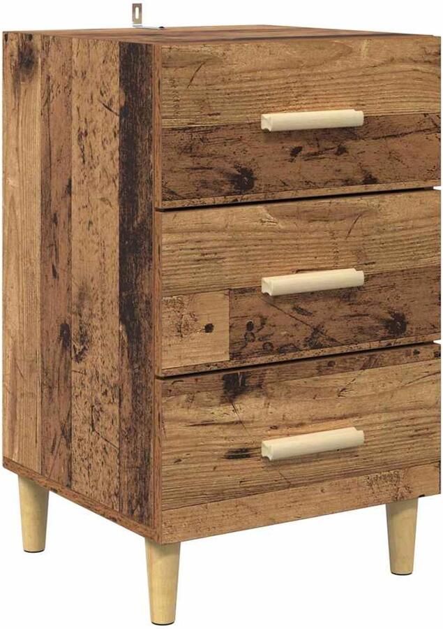 VidaXL Nachtkastje met lade Oud hout 40 x 40 x 66 cm Bewerkt hout