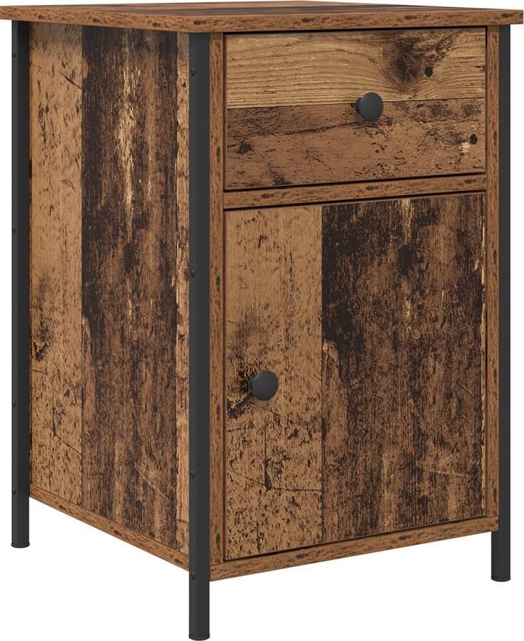 VidaXL Nachtkastje met lade Oud hout 40 x 42 x 60 cm Bewerkt hout