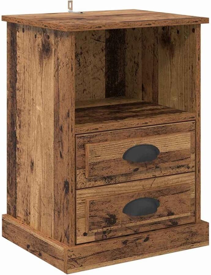 VidaXL Nachtkastje met lade Oud hout 43 x 36 x 60 cm Bewerkt hout