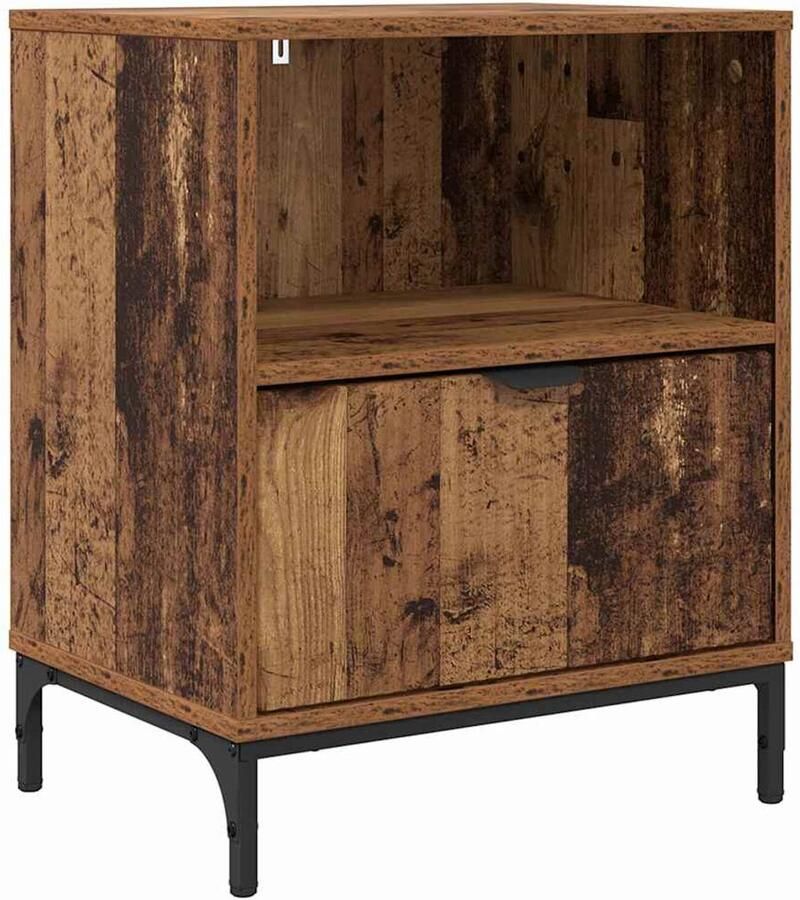 VidaXL Nachtkastje met lade Oud hout 49 x 36 x 61 cm Bewerkt hout