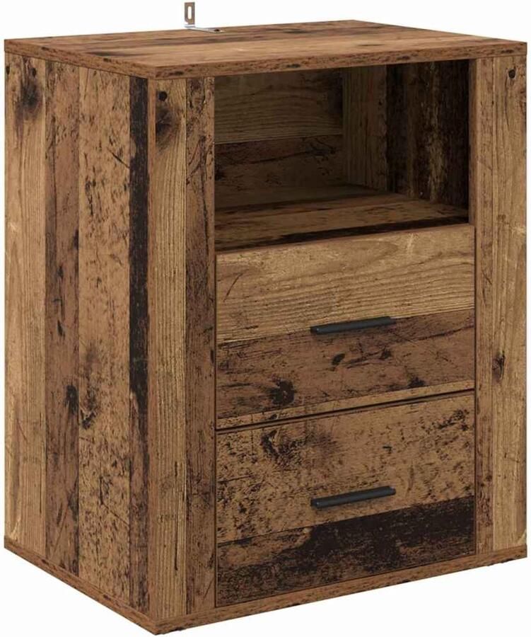 VidaXL Nachtkastje met lade Oud hout 50 x 36 x 60 cm Bewerkt hout