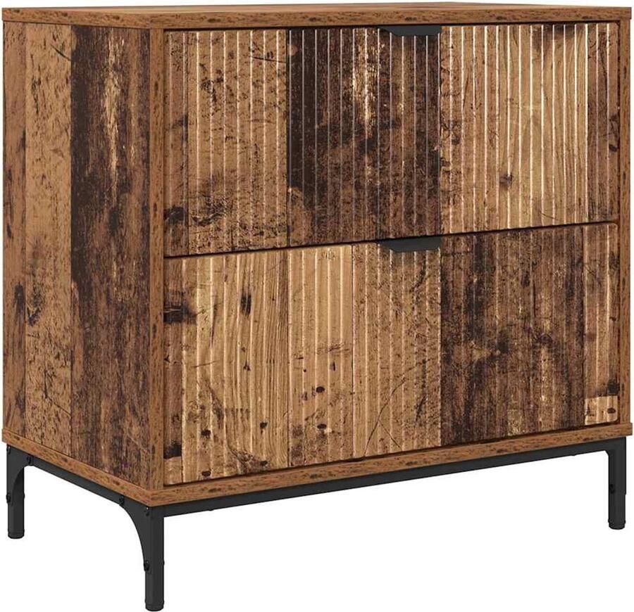 VidaXL Nachtkastje met lade Oud hout 63 5 x 36 x 61 cm Bewerkt hout
