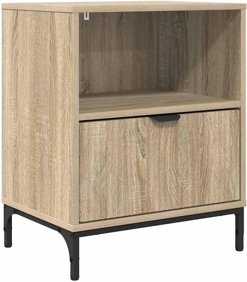 VidaXL Nachtkastje met lade Sonoma eiken 49 x 36 x 61 cm Bewerkt hout