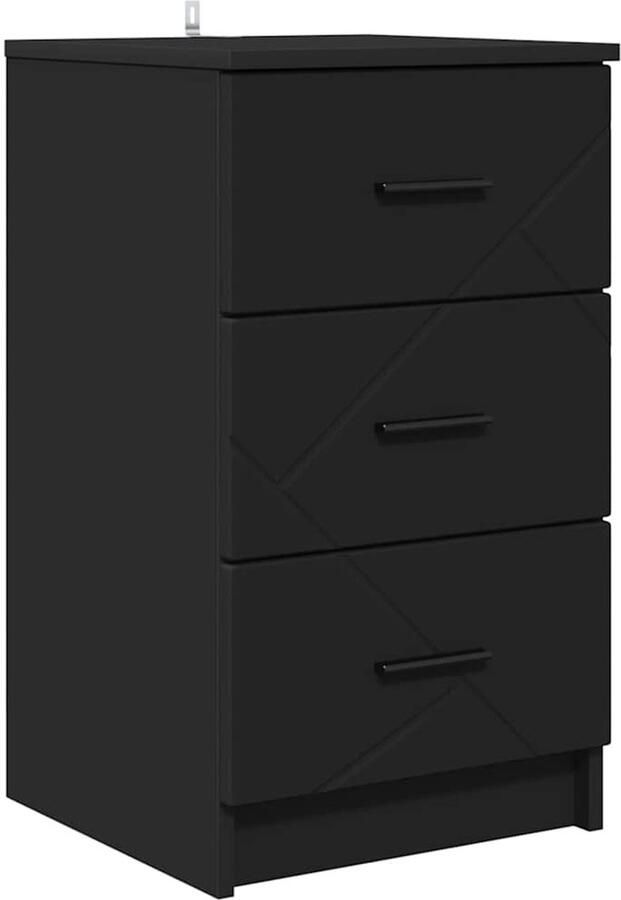 VidaXL Nachtkastje met lade Zwart 38 x 38 x 66 cm Bewerkt hout