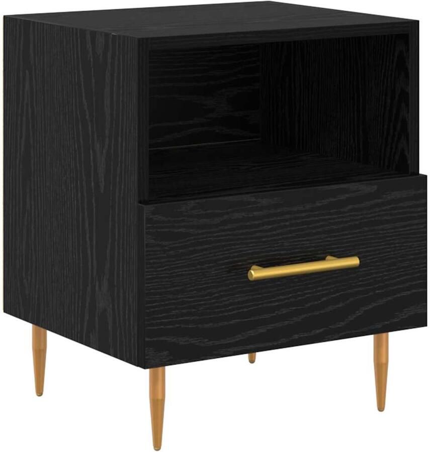 VidaXL Nachtkastje met lade Zwart 40 x 35 x 47.5 cm Bewerkt hout