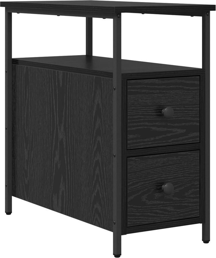 VidaXL Nachtkastje met lade Zwart eiken 30 x 60 x 60 cm Bewerkt hout