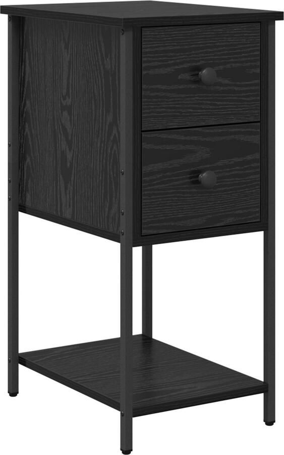 VidaXL Nachtkastje met lade Zwart eiken 32 x 42 x 70 cm Bewerkt hout