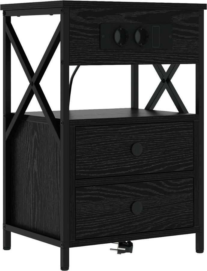 VidaXL Nachtkastje met lade Zwart eiken 40 x 31 x 60 cm Bewerkt hout