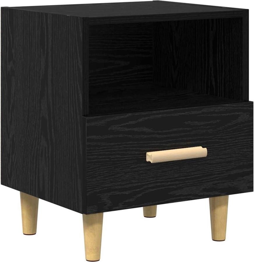 VidaXL Nachtkastje met lade Zwart eiken 40 x 35 x 47.5 cm Bewerkt hout