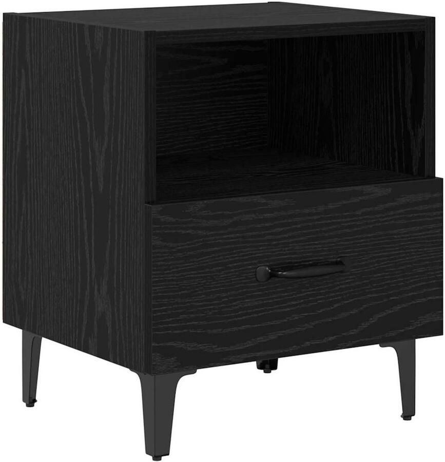 VidaXL Nachtkastje met lade Zwart eiken 40 x 35 x 47.5 cm Bewerkt hout