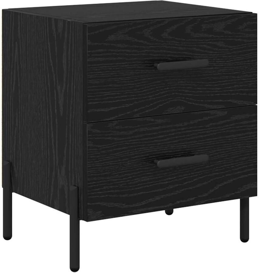 VidaXL Nachtkastje met lade Zwart eiken 40 x 35 x 47.5 cm Bewerkt hout