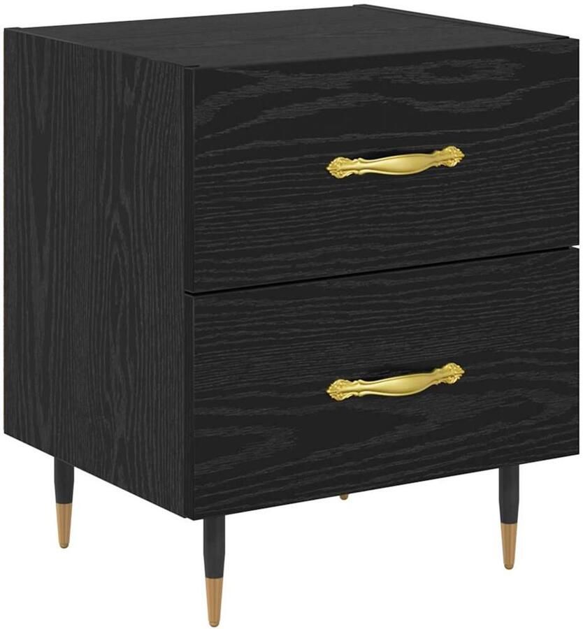 VidaXL Nachtkastje met lade Zwart eiken 40 x 35 x 47.5 cm Bewerkt hout