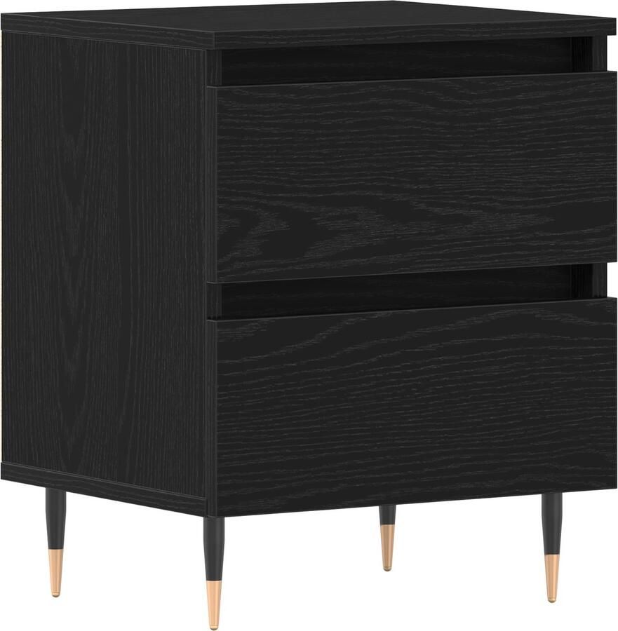 VidaXL Nachtkastje met lade Zwart eiken 40 x 35 x 50 cm Bewerkt hout