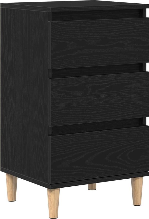 VidaXL Nachtkast Zwart eiken Bewerkt hout Standaard Opslag Nachtkastje