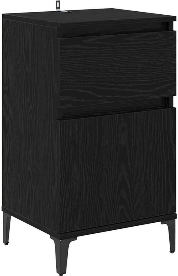 VidaXL Nachtkastje met lade Zwart eiken 40 x 35 x 70 cm Bewerkt hout