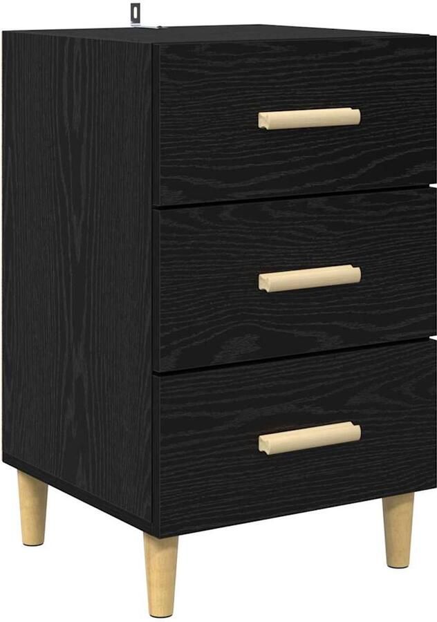 VidaXL Nachtkastje met lade Zwart eiken 40 x 40 x 66 cm Bewerkt hout