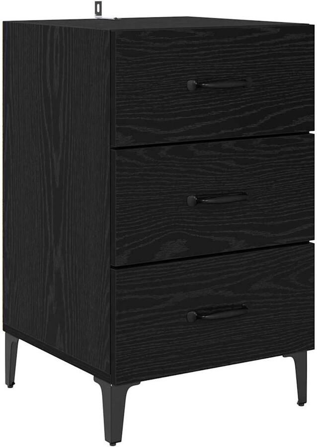 VidaXL Nachtkastje met lade Zwart eiken 40 x 40 x 66 cm Bewerkt hout