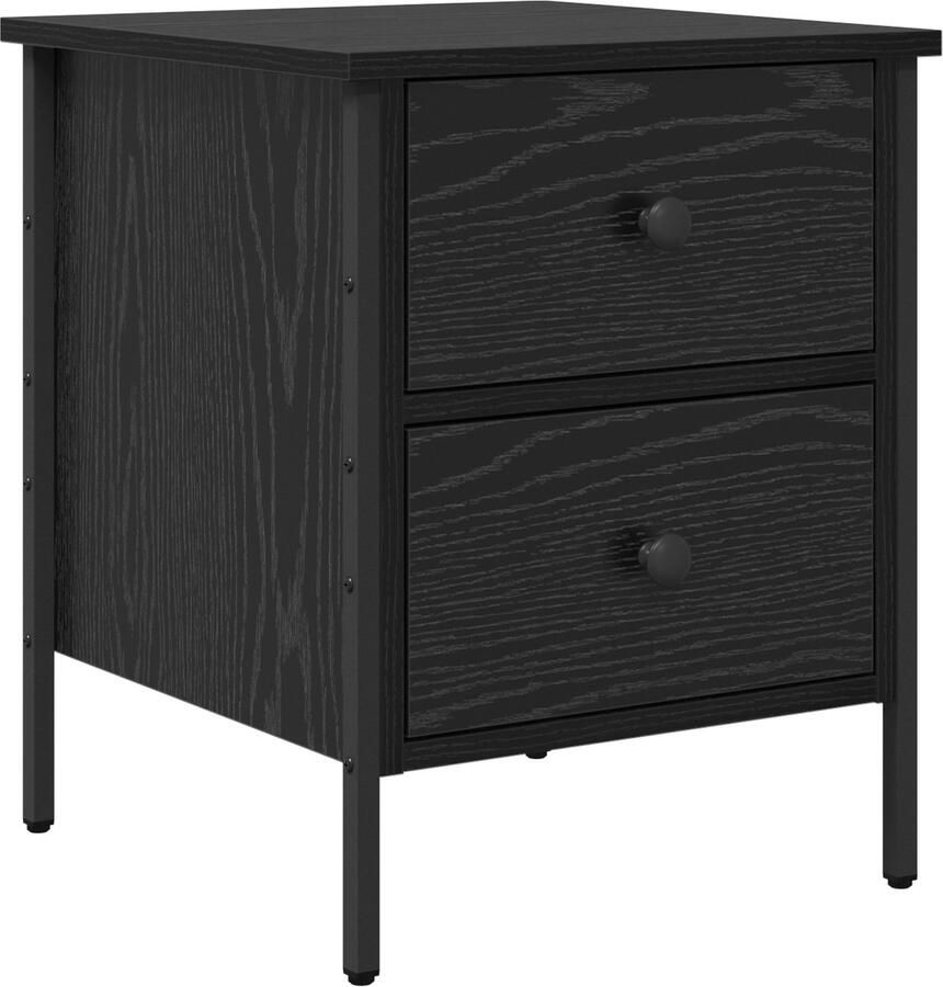 VidaXL Nachtkastje met lade Zwart eiken 40 x 42 x 50 cm