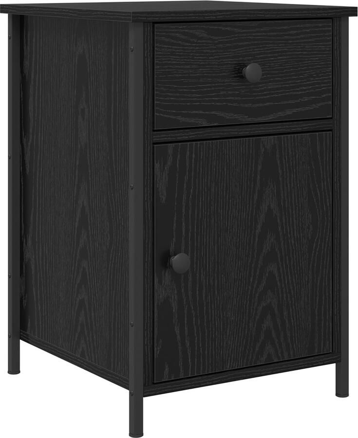 VidaXL Nachtkastje met lade Zwart eiken 40 x 42 x 60 cm Bewerkt hout