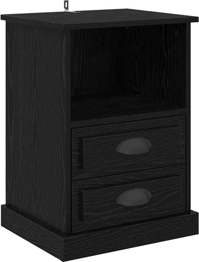 VidaXL Nachtkastje met lade Zwart eiken 43 x 36 x 60 cm Bewerkt hout