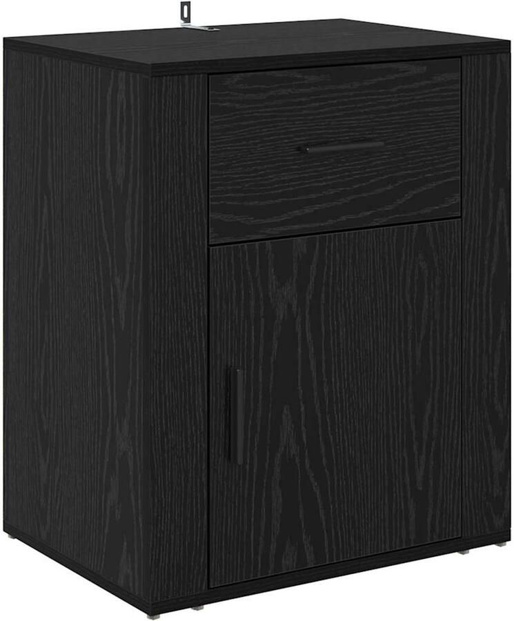 VidaXL Nachtkastje met lade Zwart eiken 50 x 36 x 60 cm Bewerkt hout