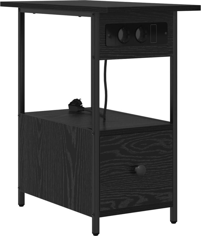 VidaXL Nachtkastje met lade Zwart eiken 60 x 30 x 61 cm Bewerkt hout