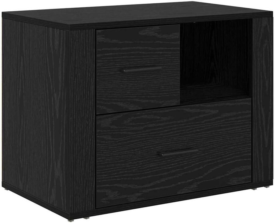 VidaXL Nachtkastje met lade Zwart eiken 60 x 36 x 45 cm Bewerkt hout