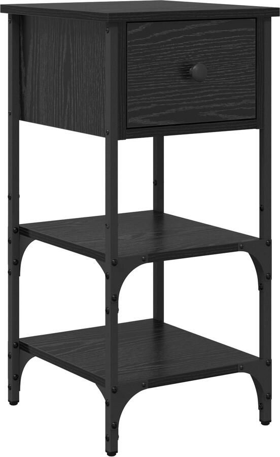 VidaXL Nachtkastje met lade Zwart eiken 34 x 36 x 70 cm