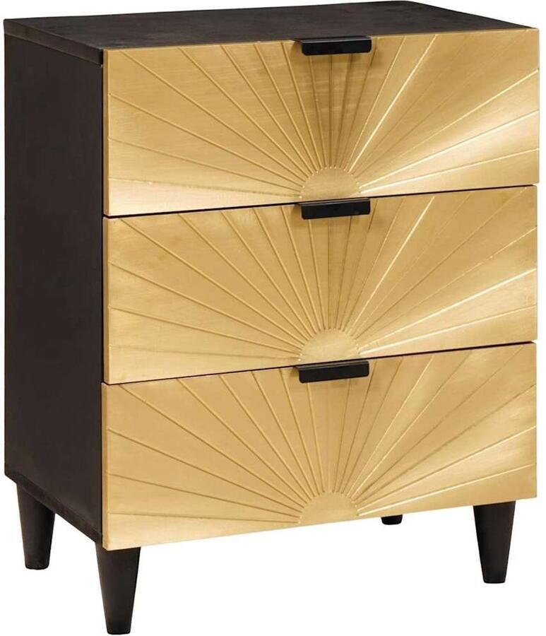 VidaXL Nachtkastje met lade Zwart en Goud 50 x 33 x 60 cm