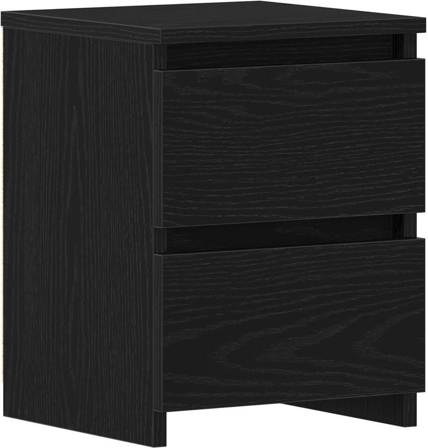 VidaXL Nachtkastje Zwart eiken Bewerkt hout Medium Opslag Nachtkastje