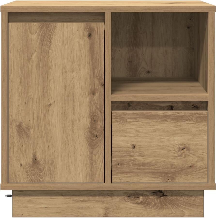 VidaXL Nachtkastje met lade artisanaal eikenkleurig 50 x 34.5 x 50 cm