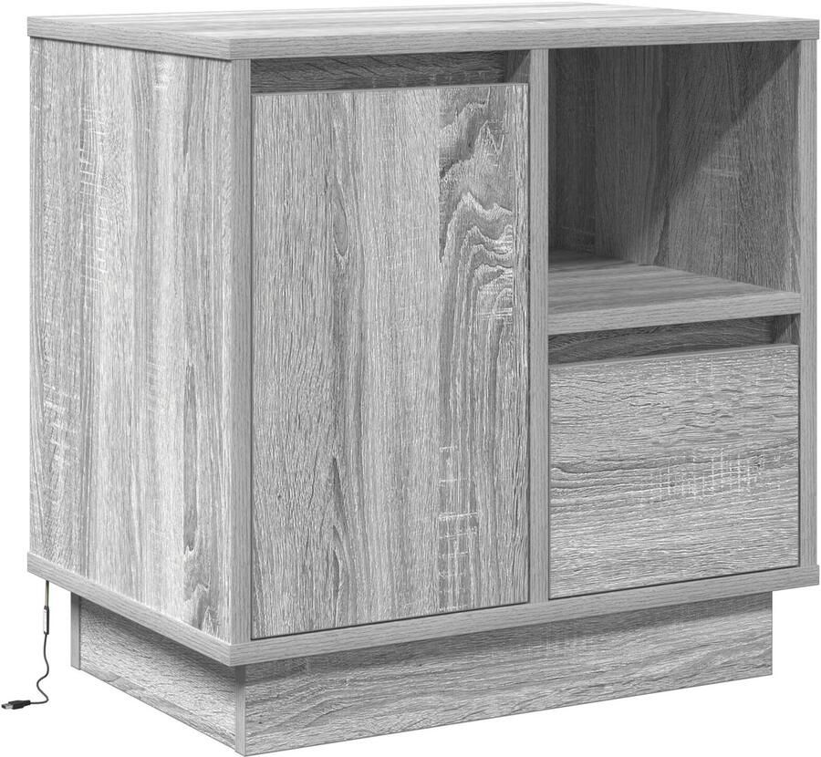 VidaXL Nachtkastje met lade met Grijs 50 x 34.5 x 50 cm. Bewerkt hout - Foto 3