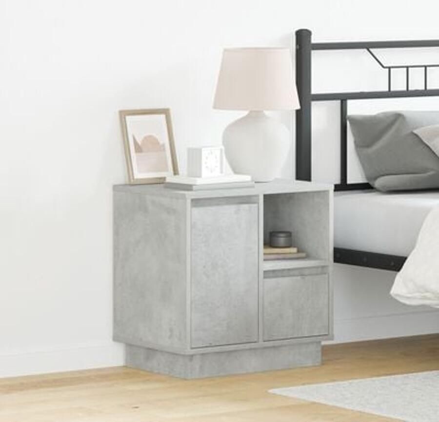 VidaXL Nachtkastje 2 pcs Betongrijs 50 x 34.5 x 50 cm. Bewerkt hout