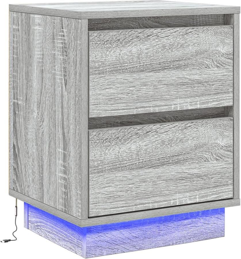 VidaXL Nachtkastje met lade met Grijs 39 x 34.5 x 50 cm Bewerkt hout