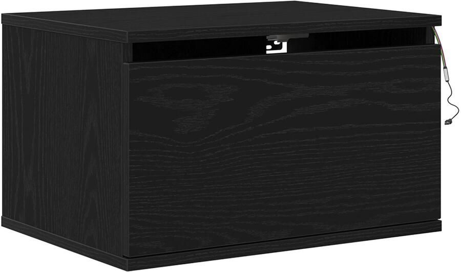 VidaXL Wandgemonteerd Nachtkastje Zwart eiken Bewerkt hout Fineer Medium