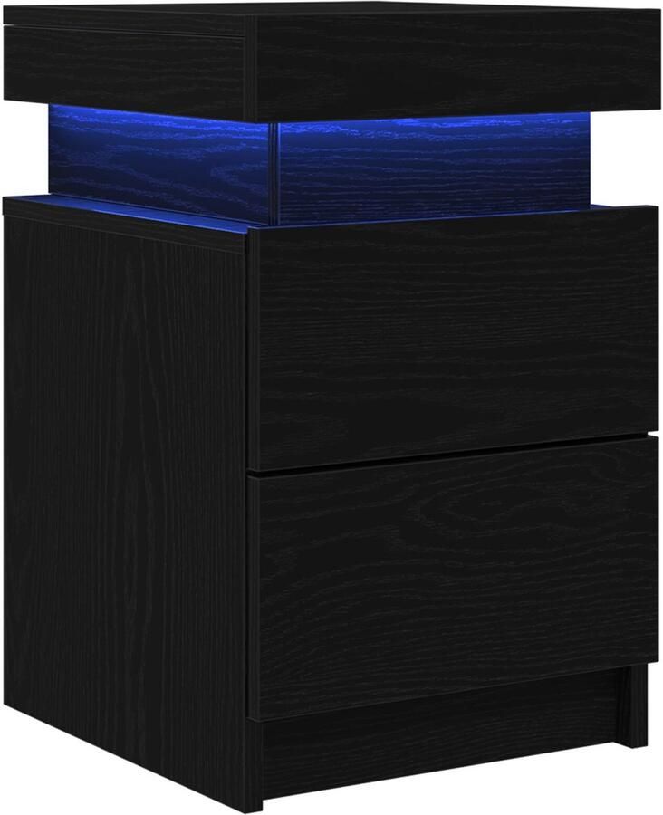 VidaXL Nachtkastje met LED-verlichting 2 stuks Zwart Eiken 35x39x55 cm
