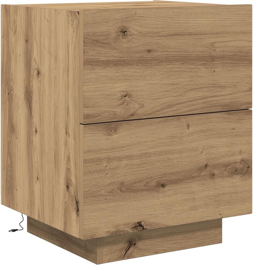 VidaXL Nachtkastje Artisan eiken Massief Eikenhout Medium Nachtkastje