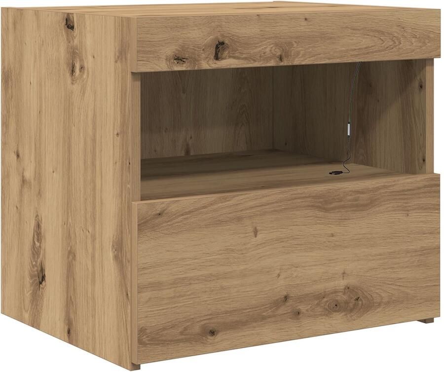 VidaXL Nachtkastje met lade artisanaal eikenkleurig 50 x 40 x 45 cm