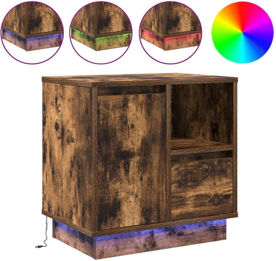 VidaXL Nachtkastjes met LED-verlichting 2 stuks Gerookt Eiken 50x34 5x50 cm - Foto 2