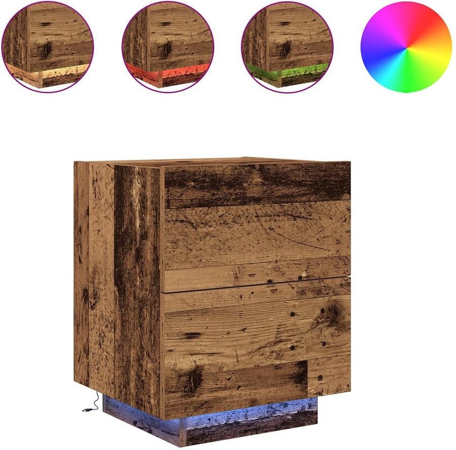 VidaXL Nachtkastje met lade Oud hout 45 x 40 x 55 cm Bewerkt hout