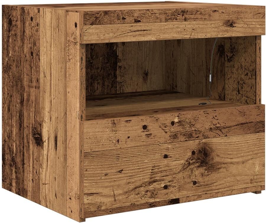 VidaXL Nachtkastje met lade Oud hout 50 x 40 x 45 cm Bewerkt hout