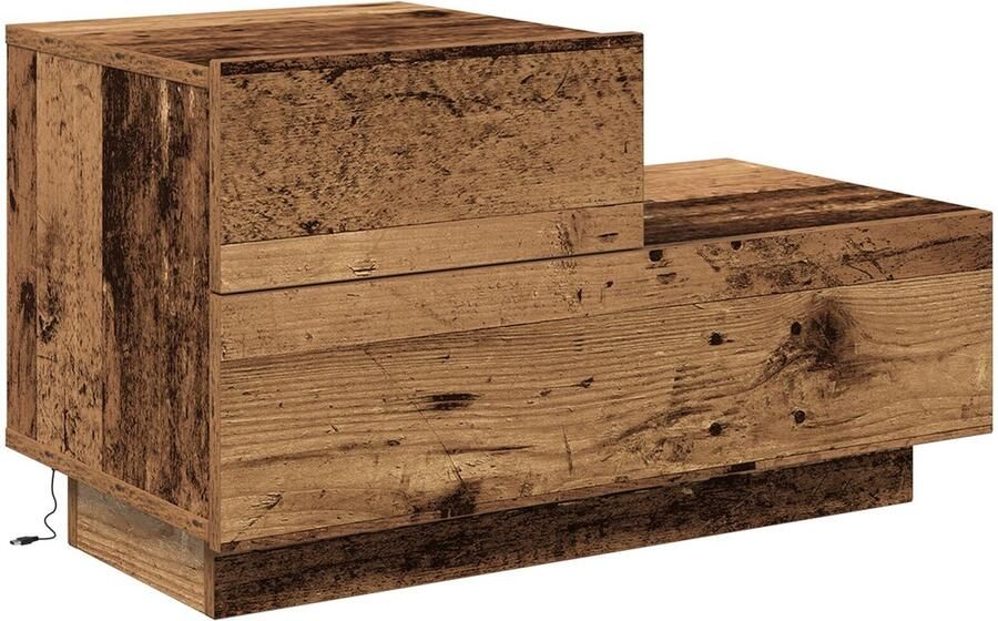 VidaXL Nachtkastje Verweerd hout Middelgroot Opslag Nachtkastje