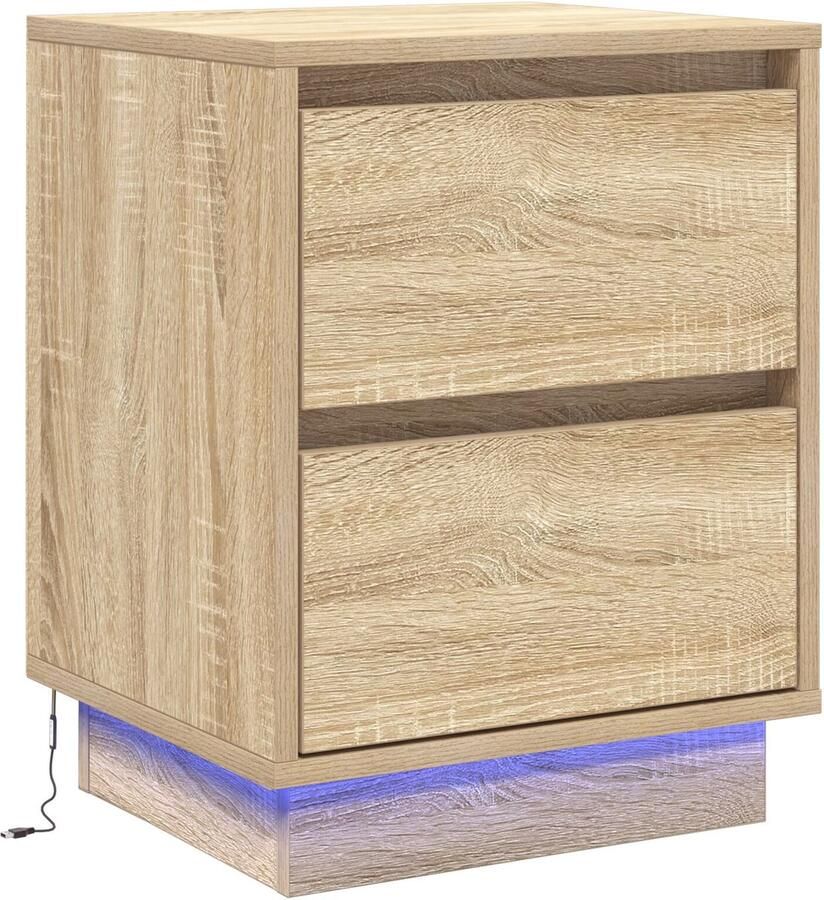 VidaXL Nachtkastje met LED-verlichting in Sonoma Eikenhout 39x34 5x50 cm - Foto 2