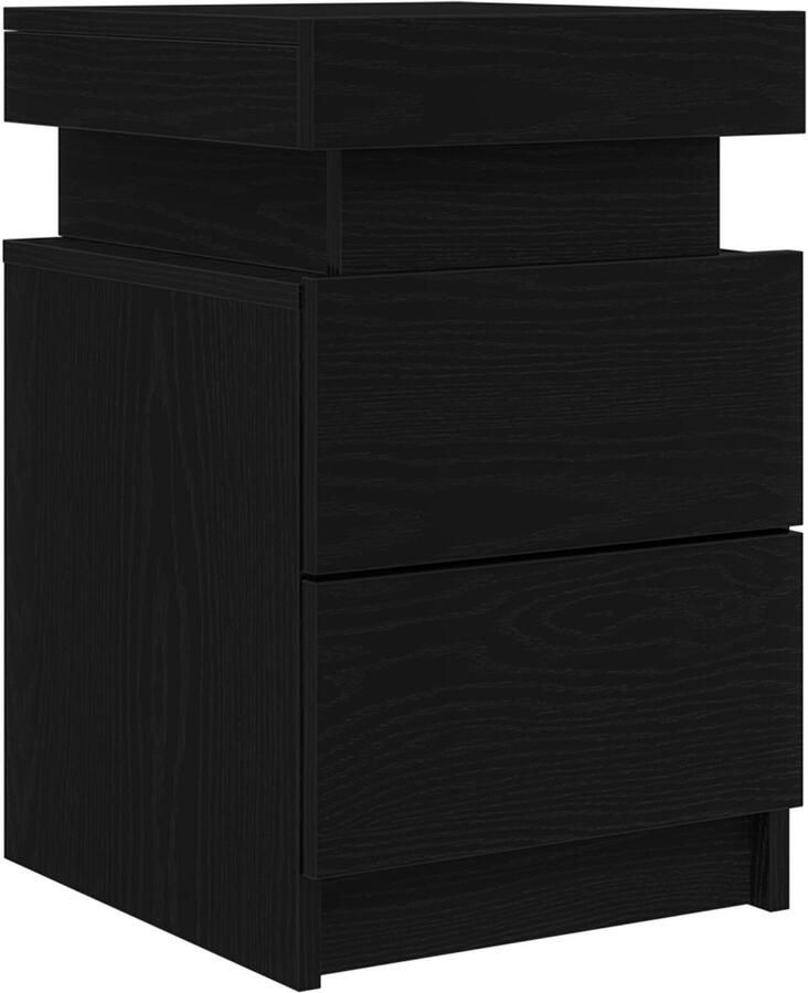 VidaXL Nachtkastje Zwart Eiken Bewerkt hout 35 x 39 x 55 cm Nachtkast - Foto 3