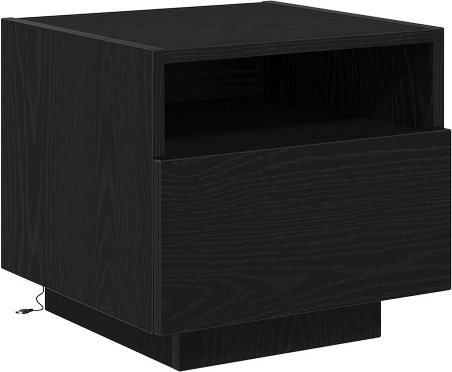 VidaXL Nachtkastje met lade Zwart eiken 40 x 39 x 37 cm Bewerkt hout