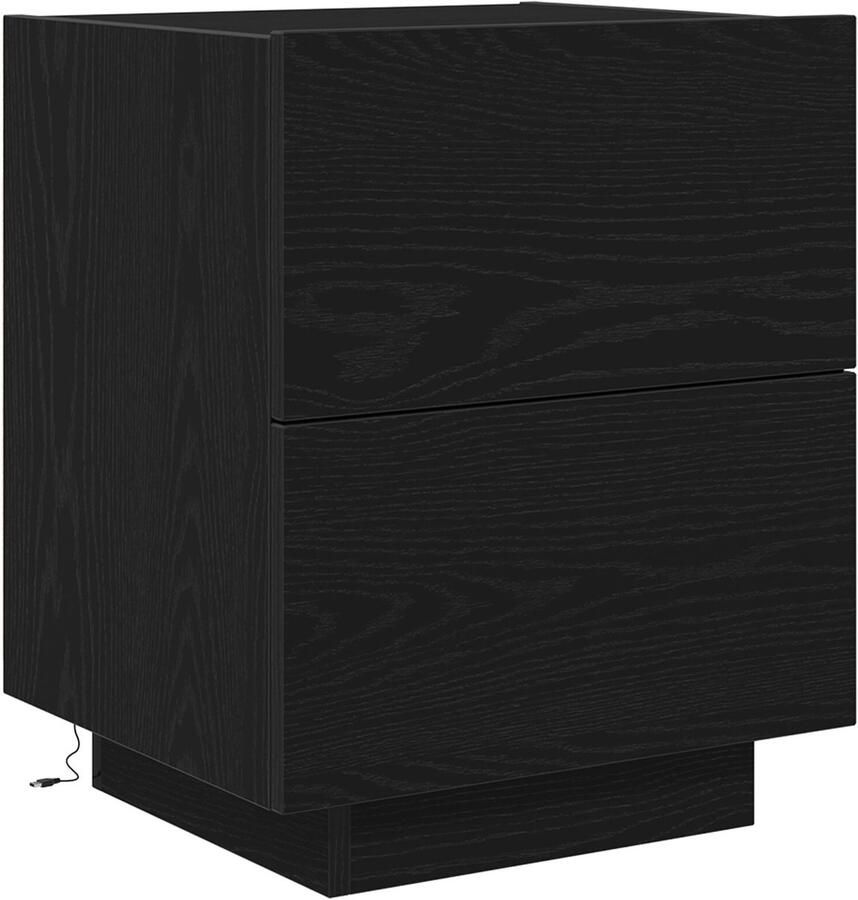 VidaXL Nachtkastje met lade Zwart eiken 45 x 40 x 55 cm Bewerkt hout